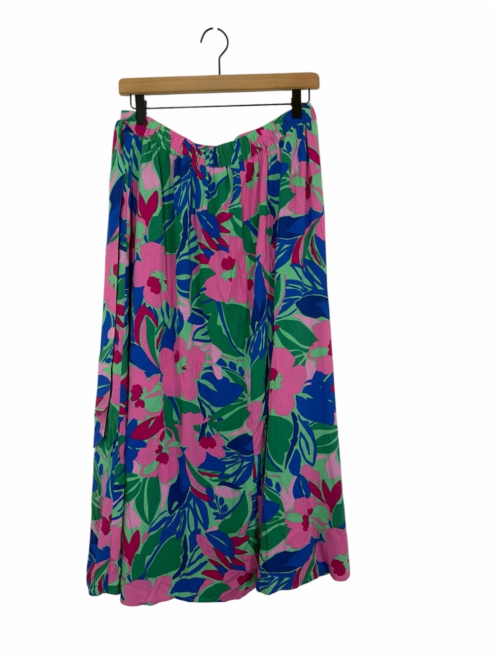 J.Crew Floral Pull-On Midi Skirt Pink Blue Green Size Medium NWT Boho Resort - Picture 2 of 7